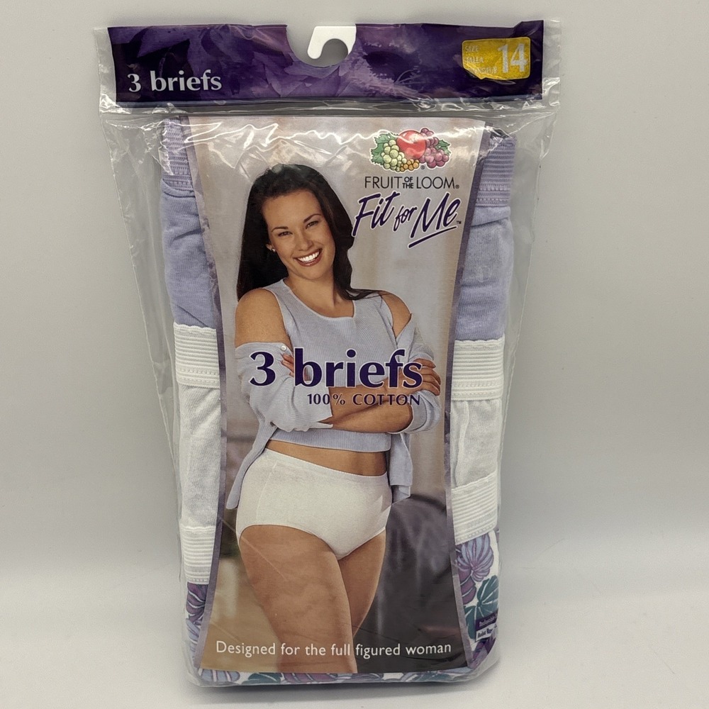 fruit of the loom fit for me briefs size 14 womens 3 pack Cotton Vtg 2002